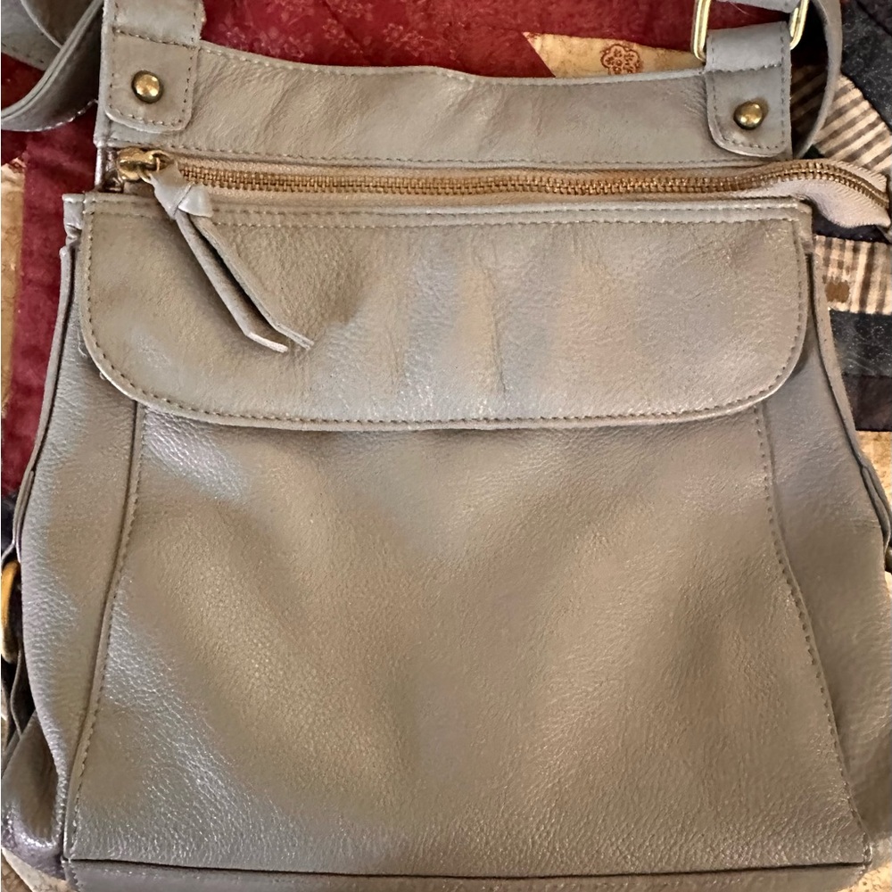 Great American Leatherworks Gray Leather Crossbody/Shoulder Bag